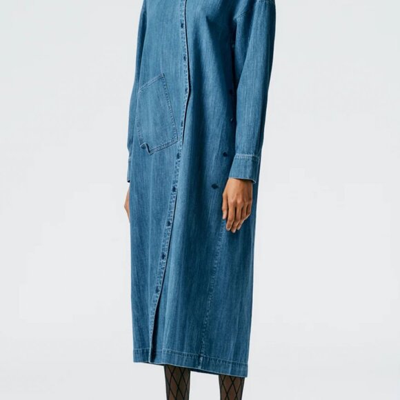 TIBI Lightweight Stone Wash Denim Shirtdress - Picture 10 of 12